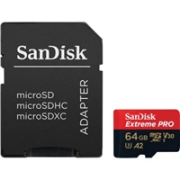 SanDisk Extreme PRO microSDXC 64 GB + SD Adapter 200 MB/s & 90 MB/s  A2 C10 V30 UHS-I U3