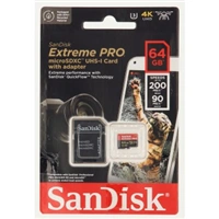 SanDisk Extreme PRO microSDXC 64 GB + SD Adapter 200 MB/s & 90 MB/s  A2 C10 V30 UHS-I U3
