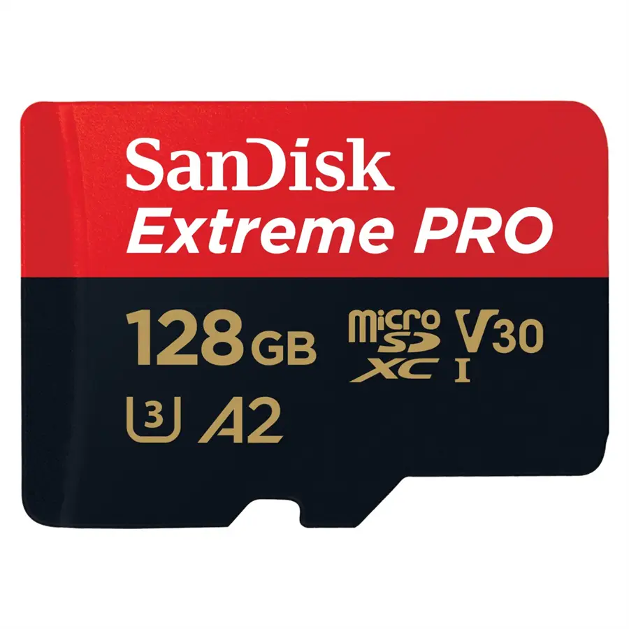 SanDisk Extreme PRO microSDXC 128 GB + SD Adapter 200 MB/s & 90 MB/s  A2 C10 V30 UHS-I U3