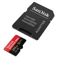 SanDisk Extreme PRO microSDXC 256 GB + SD Adapter 200 MB/s & 140 MB/s A2 C10 V30 UHS-I U3