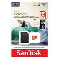 SanDisk Extreme microSDXC 64GB pre akčné kamery + SD Adapter 170 MB/s & 80 MB/s, A2 C10 V30 UHS-I U3