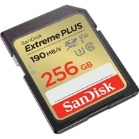 SanDisk Extreme PLUS 256 GB SDXC Memory Card 190 MB/s & 130 MB/s, UHS-I, Class 10, U3, V30