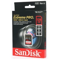 SanDisk Extreme PRO 128 GB V60 UHS-II SD cards, 280/100 MB/s,V60,C10,UHS-II