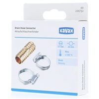 Xavax spojka odtokových hadíc, pre priemer 20 mm, mosadzná, vrátane 2 spôn/objímok