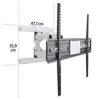 Hama nástenný držiak TV XL, pohyblivý, 800x600, biely/čierny