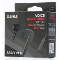 Hama USB-C slúchadlá s mikrofónom Season II, kôstky, čierne