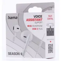 Hama USB-C slúchadlá s mikrofónom Season II, kôstky, biele