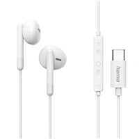 Hama USB-C slúchadlá s mikrofónom Classy, kôstky, biele