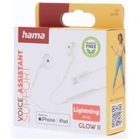 Hama slúchadlá s mikrofónom Glow II, kôstky, konektor Lightning, biele