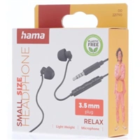 Hama slúchadlá s mikrofónom Relax, mini štuple, čierne