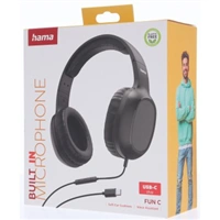 Hama USB-C slúchadlá s mikrofónom Fun C, uzavreté, čierne