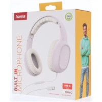 Hama USB-C slúchadlá s mikrofónom Fun C, uzavreté, biele