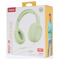 Hama USB-C slúchadlá s mikrofónom Fun C, uzavreté, zelené