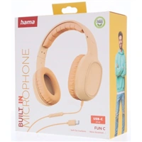Hama USB-C slúchadlá s mikrofónom Fun C, uzavreté, oranžové