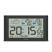 Hama Sylt, meteostanica, bezdrôtový senzor, DCF hodiny, teplota, vlhkosť, počasie, batérie, čierna