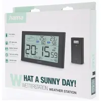 Hama Sylt, meteostanica, bezdrôtový senzor, DCF hodiny, teplota, vlhkosť, počasie, batérie, čierna