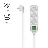 Hama predlžovací prívod s vypínačom, 3x zásuvka schuko, 1,4 m, biely