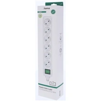 Hama predlžovací prívod s vypínačom, 6x zásuvka schuko, 1,4 m, biely