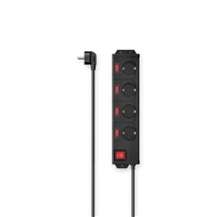 Hama predlžovací prívod XL, 4 zásuvky schuko, 5 vypínačov, 1,4 m, čierna