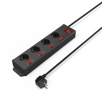 Hama predlžovací prívod XL, 4 zásuvky schuko, 5 vypínačov, 1,4 m, čierna