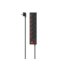 Hama predlžovací prívod s prepäťovou ochranou, 6 zásuviek schuko, 7 vypínačov, 1,4 m, čierna