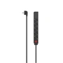 Hama predlžovací prívod s vypínačom, 5x zásuvka schuko, 2x USB-A, 1,4 m, čierny