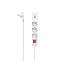 Hama predlžovací prívod, 3x zásuvka schuko, USB-C PD/USB-A QC 18 W, 1,4 m