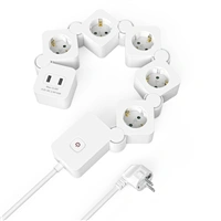 Hama flexibilný predlžovací prívod, 5x zásuvka schuko, 2x USB-A, 1,4 m