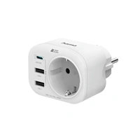Hama zsuvkov USB nabjaka, 1x el. zsuvka, 1x USB-C PD, 2x USB-A, 20 W (rozbalen)