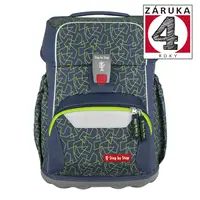 Školská aktovka pre prváčikov - 4 dielny set, Step by Step BASIS Green Geometric, AGR