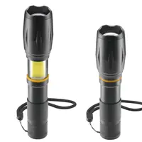 Hama W200, LED baterka, hliníková, 200 lm / 180 m, 3 režimy, zoom, COB, pútko, batérie