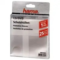 Hama ochranné obaly na CD/DVD, polypropylén, priehľadné, balenie 25 ks (cena za balenie)