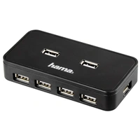 Hama USB Hub 2.0, sieťový zdroj, čierny, škatuľka
