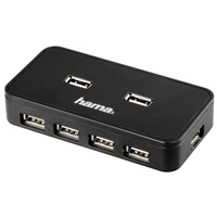 Hama USB Hub 2.0, sieový zdroj, ierny, katuka