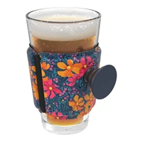 PopSockets PopThirst, držiak na pohár, s integrovaným PopGrip Gen. 2, tmavomodrý s kvetinami