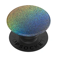 PopSockets PopGrip Gen.2, Midnight Flare, strieborno edý s trblietkami, holografický dúhový efekt
