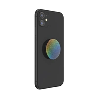 PopSockets PopGrip Gen.2, Midnight Flare, strieborno šedý s trblietkami, holografický dúhový efekt