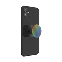 PopSockets PopGrip Gen.2, Midnight Flare, strieborno šedý s trblietkami, holografický dúhový efekt