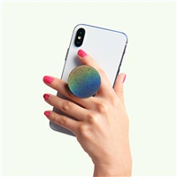 PopSockets PopGrip Gen.2, Midnight Flare, strieborno šedý s trblietkami, holografický dúhový efekt