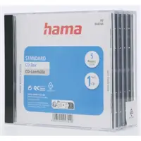 Hama CD Standard box, štandardný obal na 1 CD/DVD, priehľadný/čierny, balenie 5 ks (cena za balenie)