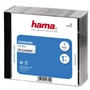 Hama CD Standard box, štandardný obal na 1 CD/DVD, priehľadný/čierny, balenie 5 ks (cena za balenie)