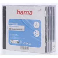 Hama CD Double box, štandardný obal na 2 CD/DVD, priehľadný/čierny, balenie 5 ks (cena za balenie)