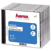 Hama CD Double box, štandardný obal na 2 CD/DVD, priehľadný/čierny, balenie 10 ks (cena za balenie)