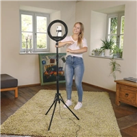 Hama SpotLight Steady 120 II, kruhové LED svetlo 12" pre smartfóny, Bluetooth spúšť, statív