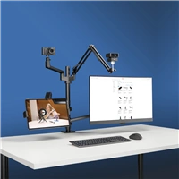 Hama stolný držiak monitoru+ďalších 3 zariadení, pre streaming/gaming, výškovo nastaviteľný, otočný