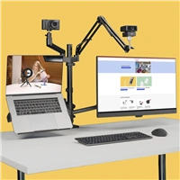 Hama stolný držiak monitoru+ďalších 3 zariadení, pre streaming/gaming, výškovo nastaviteľný, otočný