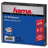 Hama CD Multi-Pack, obal na 4 CD/DVD, priehľadný/čierny