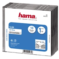 Hama CD BOX SLIM náhradný obal, 10 ks/bal., transparentná/čierna