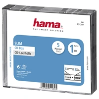 Hama CD Slim Box, obal na 1 cd/dvd, priehľadný/čierny, balenie 5 ks (cena za balenie)