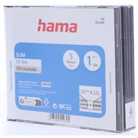 Hama CD Slim Box, obal na 1 cd/dvd, priehľadný/čierny, balenie 5 ks (cena za balenie)